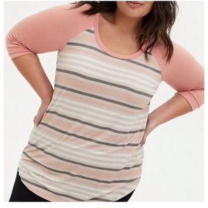 Torrid striped super soft size 2 tee. 3/4 length sleeves. NWOT